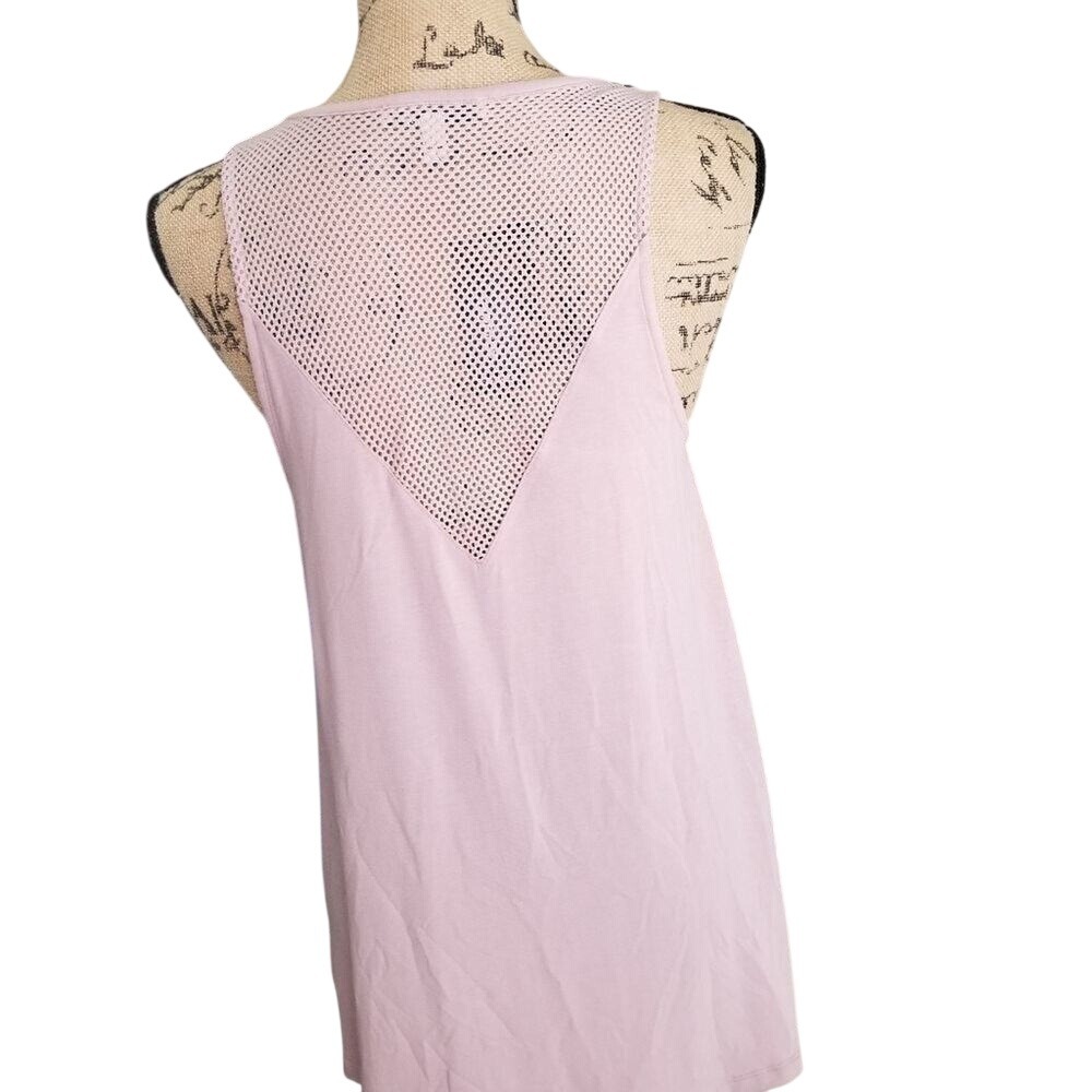 Express One Eleven Pink Mesh Yoke Tank Top Sleeveless Relaxed Fit Mauve Medium - Picture 2 of 6